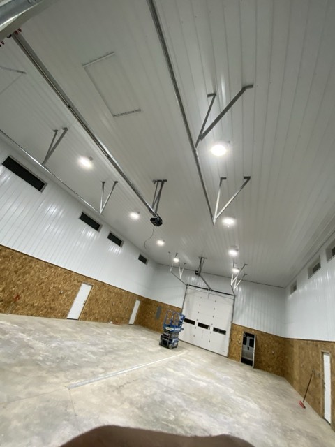 High-bay shop lighting install